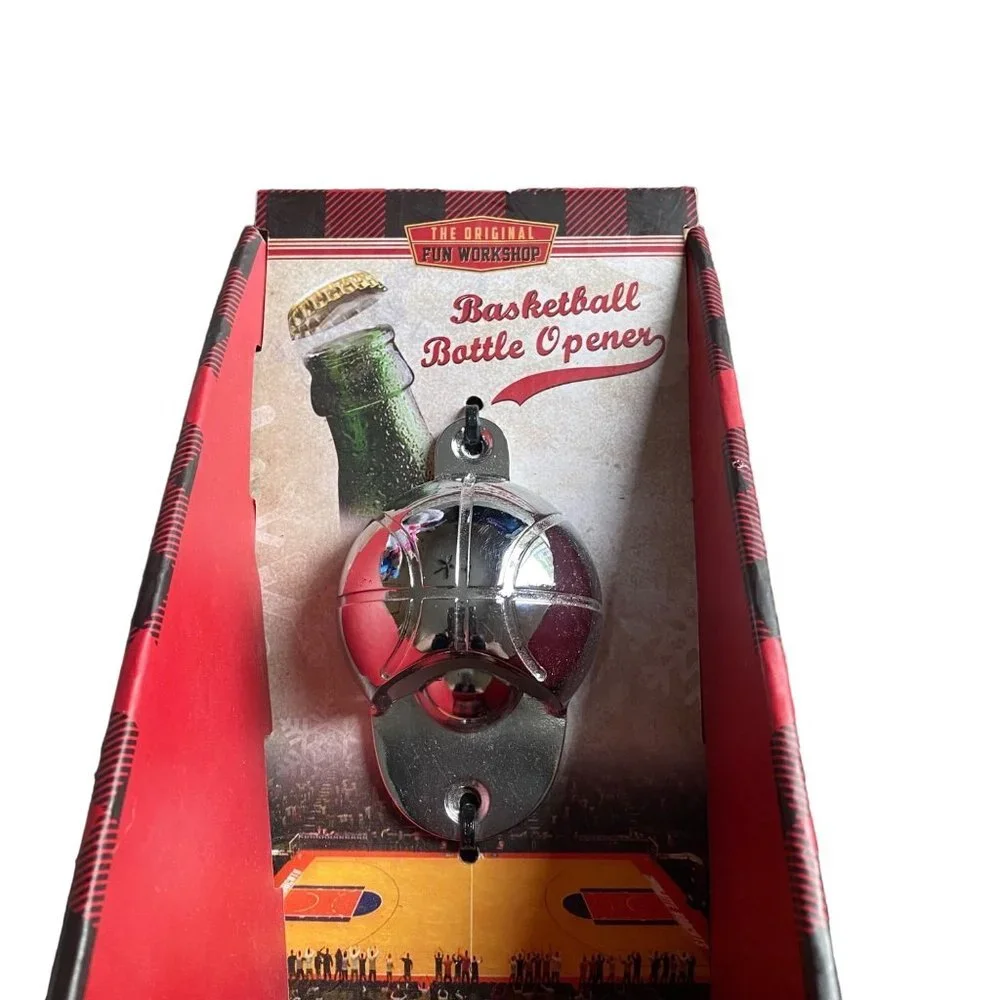 Basketball Bottle Opener Wall Mounted Chrome Finish Original Fun‎ Workshop NEW